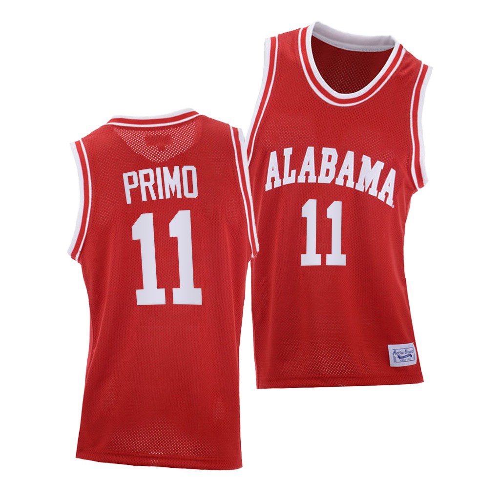 Men's Alabama Crimson Tide Joshua Primo #11 2021 Red Throwback NCAA College Basketball Jersey